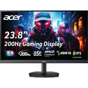Monitor gaming Acer 23.8'' Full HD 1920x1080 con refresh rate 200Hz, tempo risposta 0.5ms, AMD FreeSync Premium, HDR10 e pannello IPS, ideale per prestazioni elevate e grafica fluida