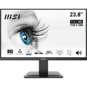Monitor MSI 23.8 pollici Full HD IPS 100Hz con tecnologia EyesErgo e certificazione TÜV Rheinland, riduzione luce blu, ideale per comfort visivo e prestazioni professionali